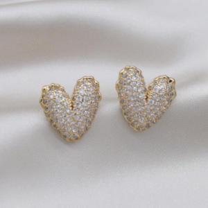 Zircon Heart Stud Earrings